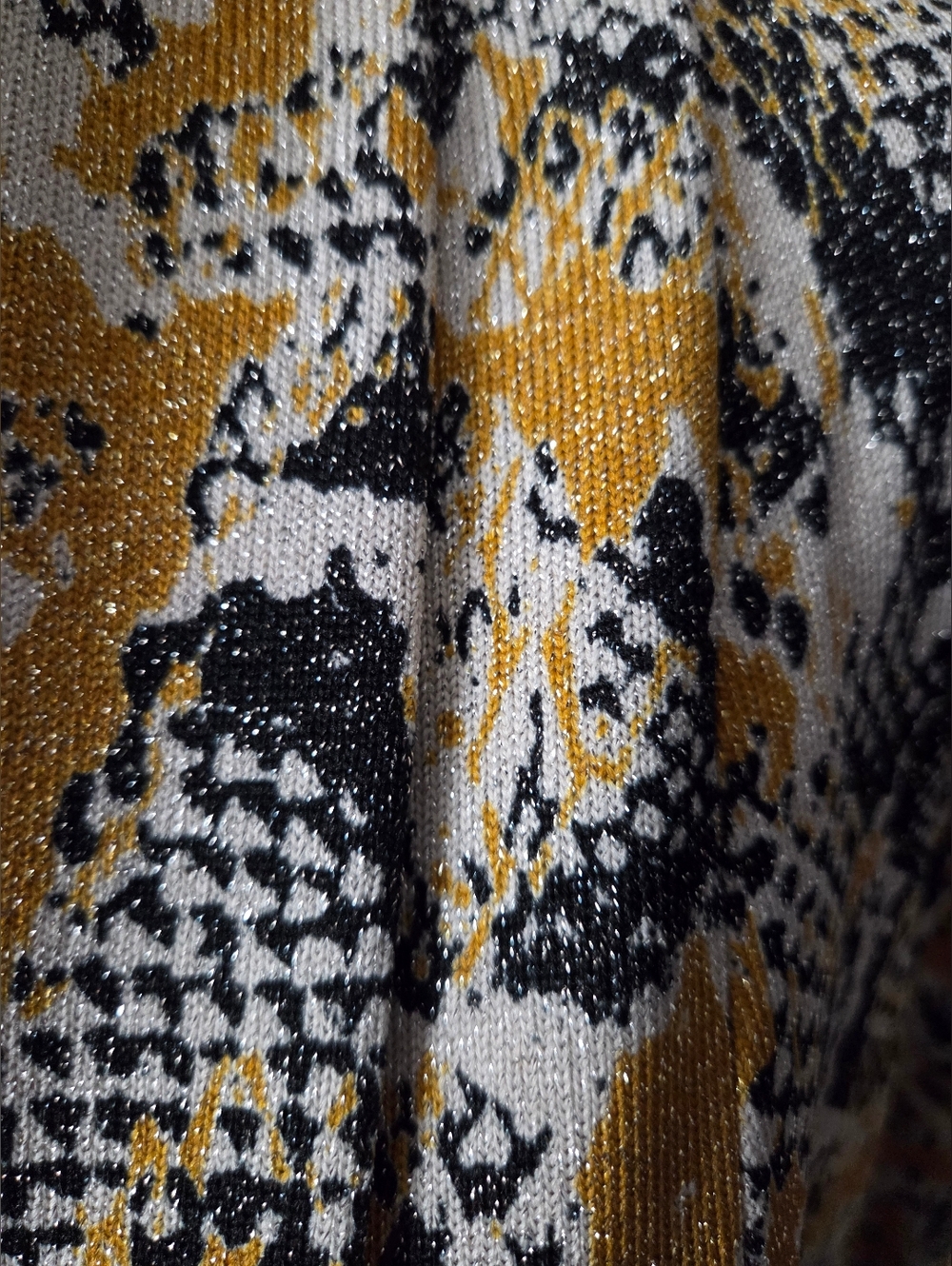 NWT Kasper Gold Snake-Print Open Front Cardigan Sweater Size L - Picture 2 of 15